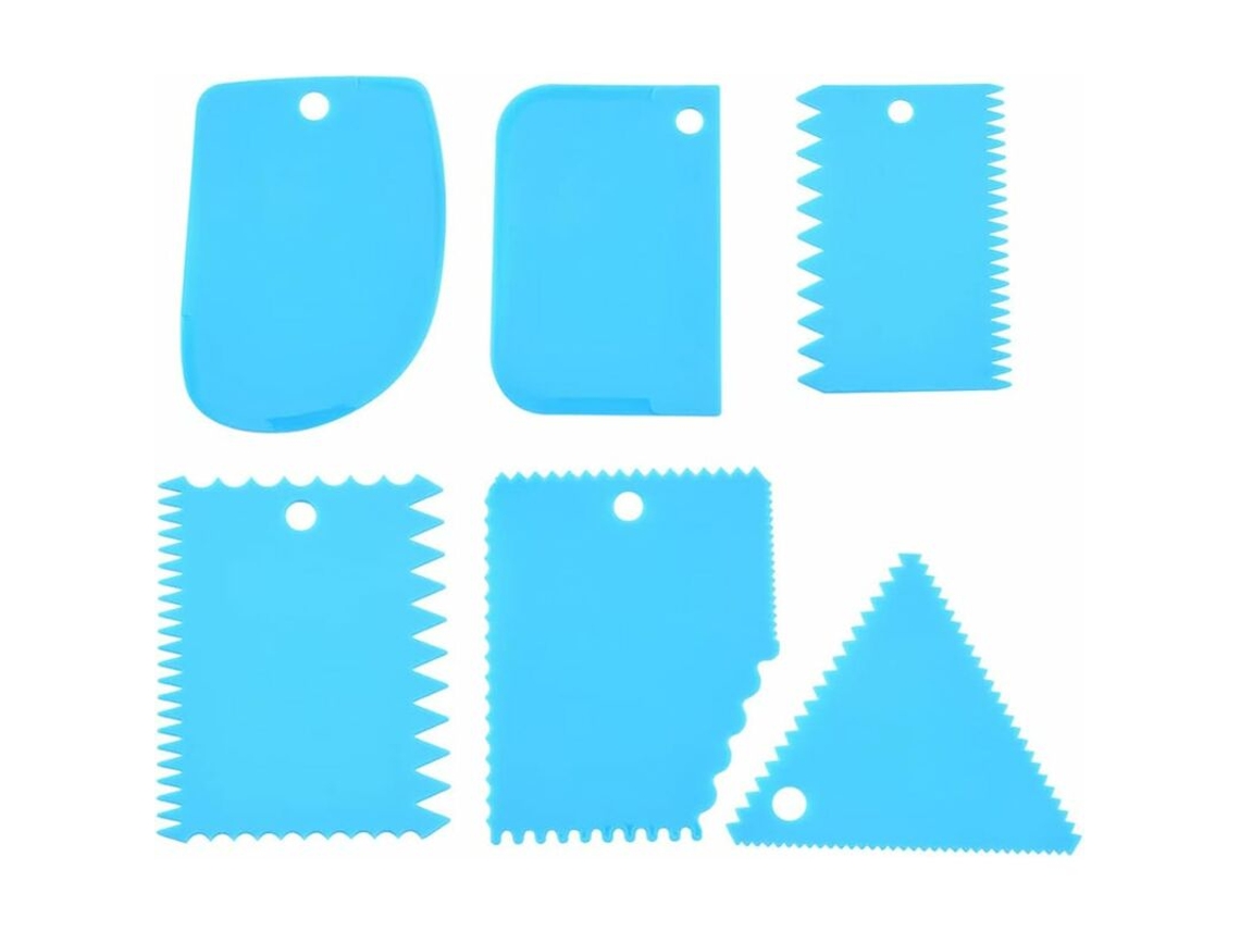 Conjunto De 6 Raspadores E Cortadores De Massa, Em Plástico, Cor Azul, Para Pão, Pizza, Bolos E Confeitaria