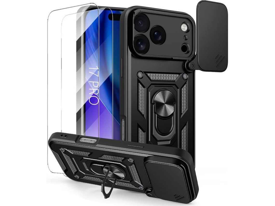 Capa Protetora - Ef Connection - Para Iphone 17 Pro - Preta - Resistente A Impactos - Resistente A Riscos - Suporte De Anel