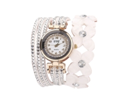 Relógio de Pulso de Pulseira com Fivela Pu Feminino Casual Elegante Branco