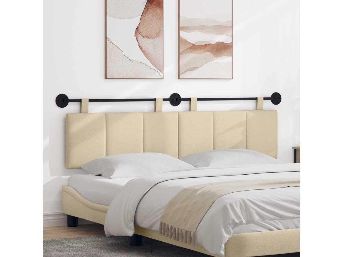 Vidaxl Cabeceira Suspensa Creme Tecido