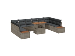 Conjunto 11 Conjunto De Sofá De Jardim Vidaxl Cinzento Vime Pe (100 X 55 X 73 Cm)