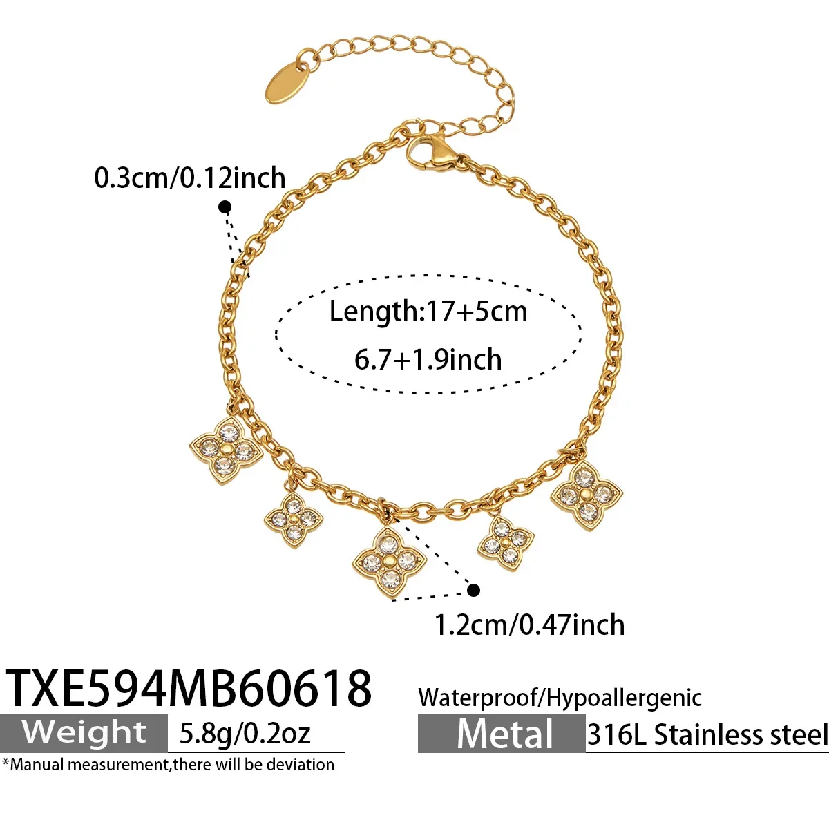 Conjunto De Colar E Pulseira Com Pingente Em Formato De Coração (dourado)