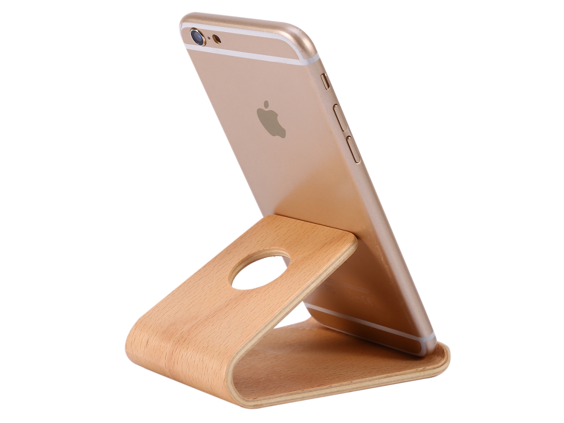 Suporte Móvel de Bambu e Madeira, Suporta Celular, Fixa Celular EOOCOO