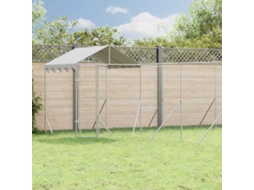 Vidaxl Canil De Exterior Com Teto 10x8x2,5 M Aço Galvanizado Prateado