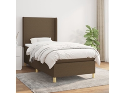 Vidaxl Cama com Molas/colchão 100x200 Cm Tecido Castanho escuro