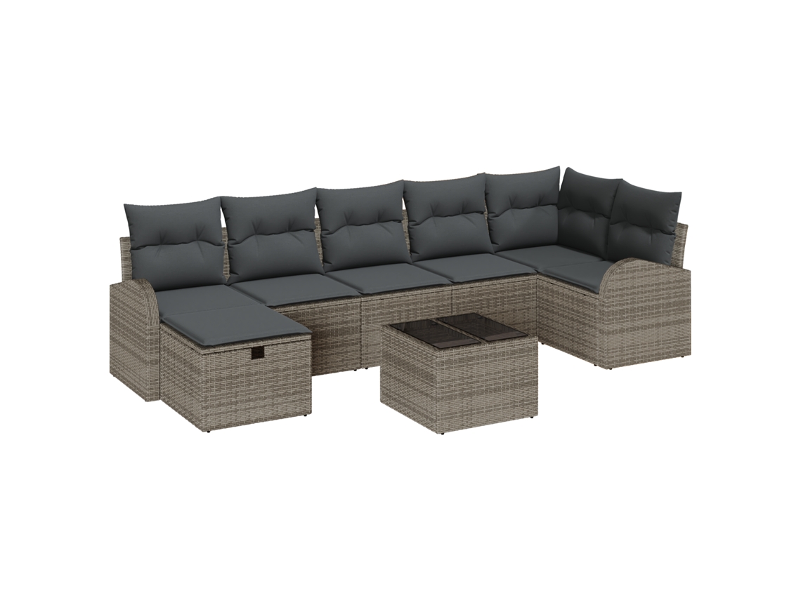 Conjunto 8 Conjunto De Móveis Para Exterior Vidaxl Cinzento Vime Pe (55 X 55 X 37 Cm)