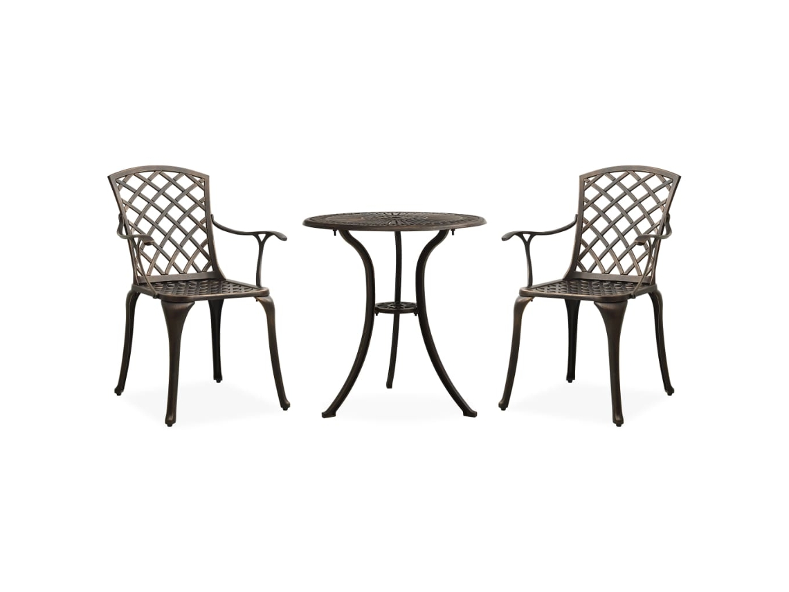 Vidaxl 3 Pcs Conjunto Bistrô Alumínio Fundido Bronze