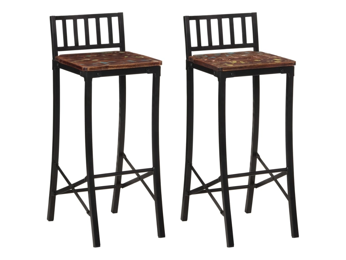 Vidaxl Cadeiras De Bar 2 Pcs Madeira Recuperada Maciça