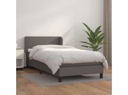 Cama Com Molas/colchão 80x200 Cm Couro Artificial Cinza