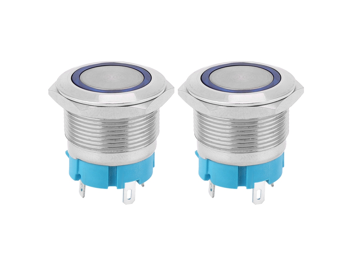 Interruptor Push Auto-bloqueável 4 Pinos 22mm Azul 12~24vdc Sunflare