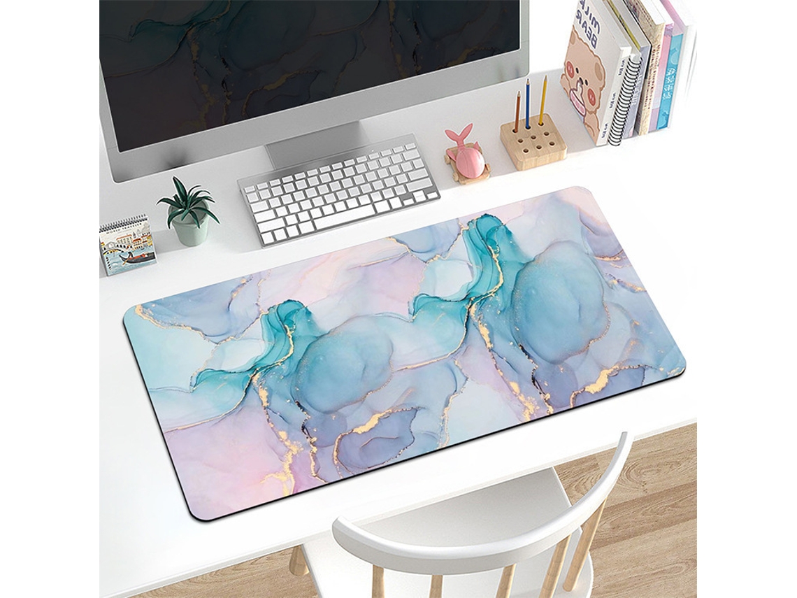 Mousepad Grande Em Couro Pu, Impermeável, Para Jogos, Com Estampa De Mármore, Tapete De Mesa Extra Longo - 80×40cm (31,5×15,7 Polegadas), Este