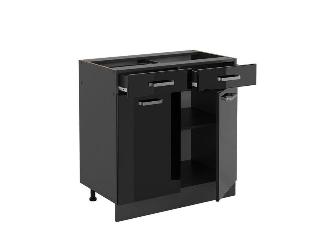 Móvel de cozinha Vicco R-Line, preto alto brilho, 80 cm sem bancada