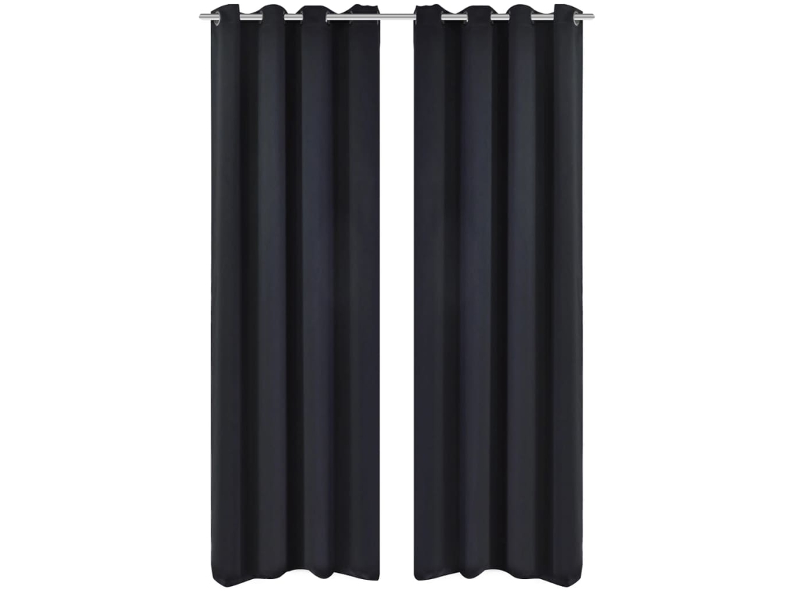 Conjunto 2 Cortina VIDAXL Black Fabric