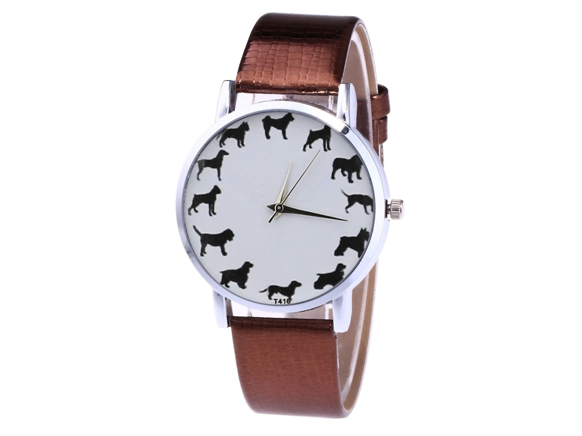 Reloj De Pulsera De Cuarzo Unisex Con Correa De Cuero Pu Creativo Zhoulianfa T416-yx (café)