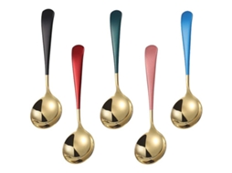 Conjunto de Colheres de Sopa em Metal 5 Peças Colheres Coloridas de Aço Inoxidável NEVEANCE