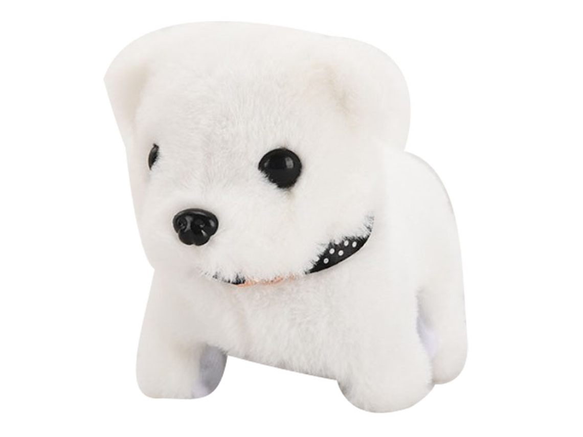 Ats perro de Peluche Eléctrico de Simulación Con Caminar, Cola Meneante Y Ladrido Bichon Frise 17x10.5x13.5cm