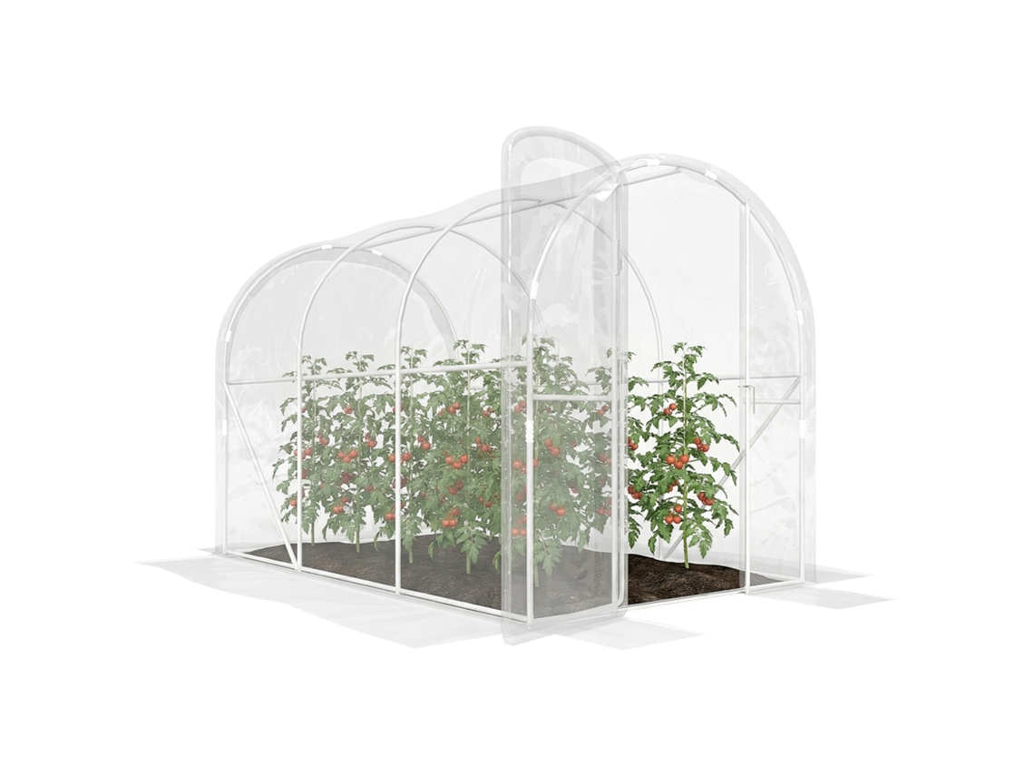 Estufa de jardim túnel 3x2x2m com porta articulada, lona PE 150g/m², para plantas e hortaliças | S/MARCA