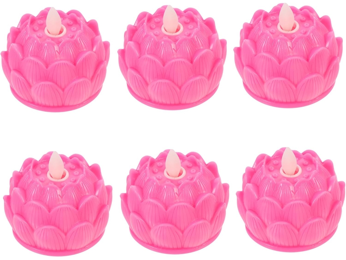 Conjunto De 6 Velas De Led Em Formato De Lótus Para Decoração Budista (sem Bateria)
