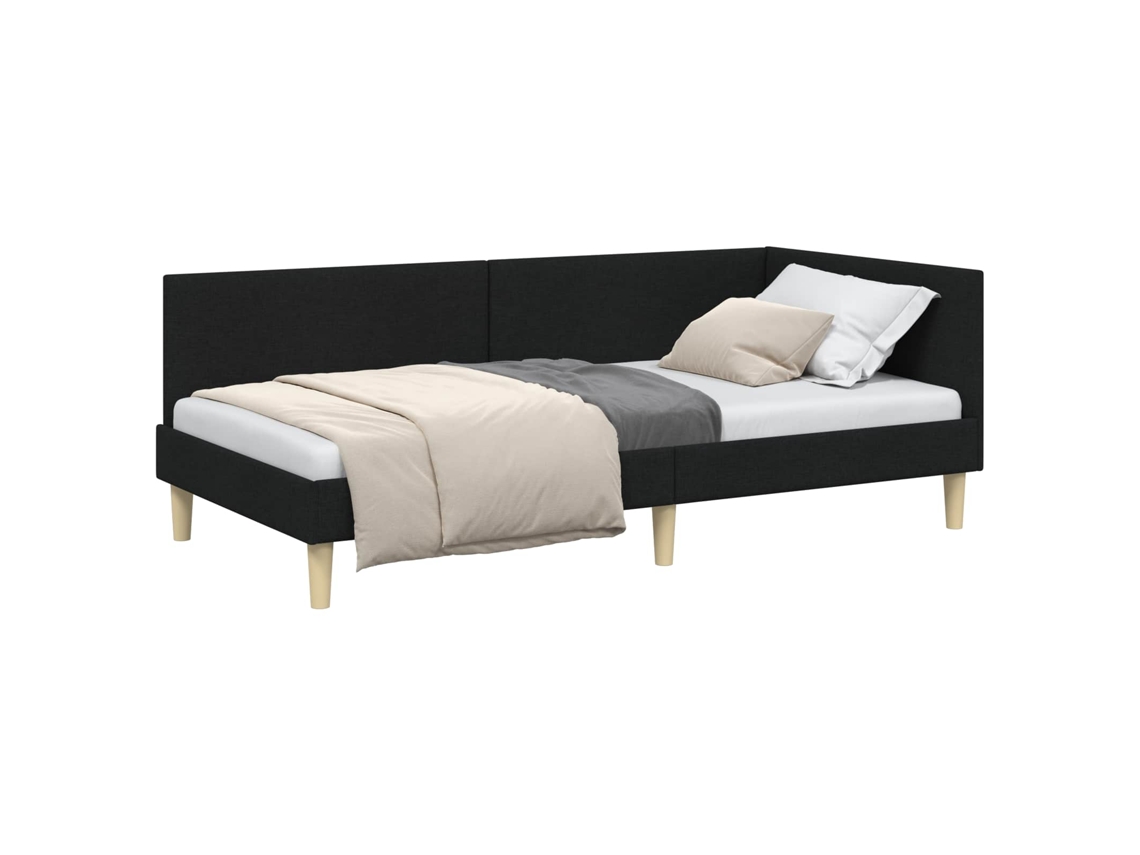 Conjunto 1 Estrutura De Cama De Canto Vidaxl Preto Tecido (100 Cm X 200 Cm)