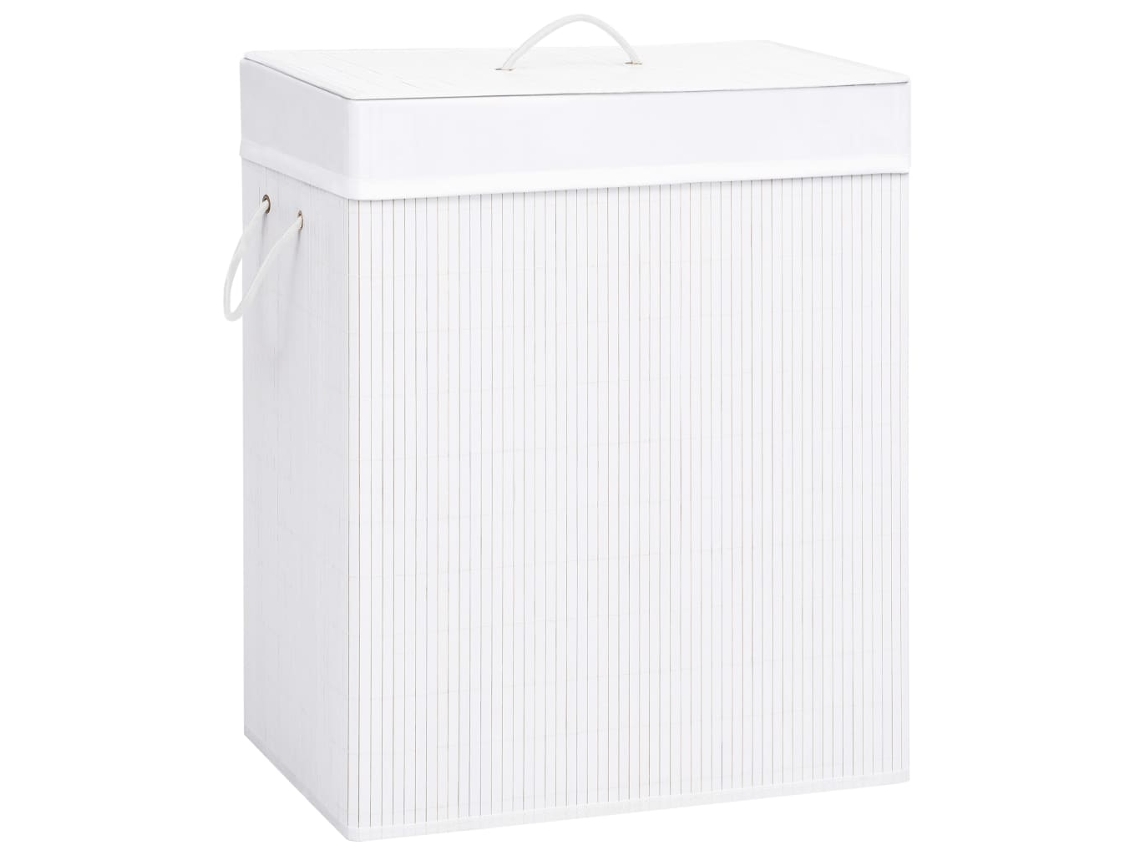 Vidaxl Cesto Para Roupa Suja C/ 2 Secções 100 L Bambu Branco