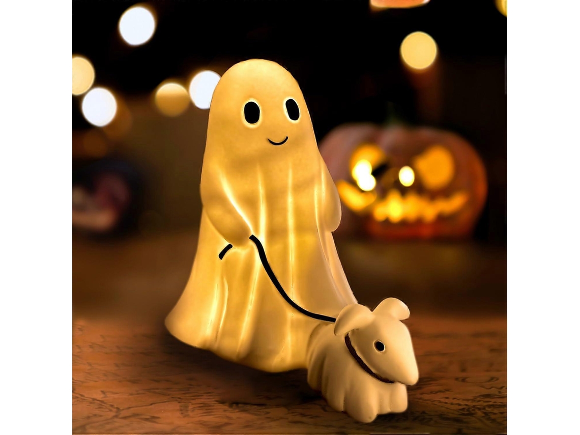 Estátua De Cachorro Fantasma Com Luz Quente Decorações De Halloween Lâmpada Noturna De Cachorro Fantasma Assustador Para Quarto E Fada Slowmoose