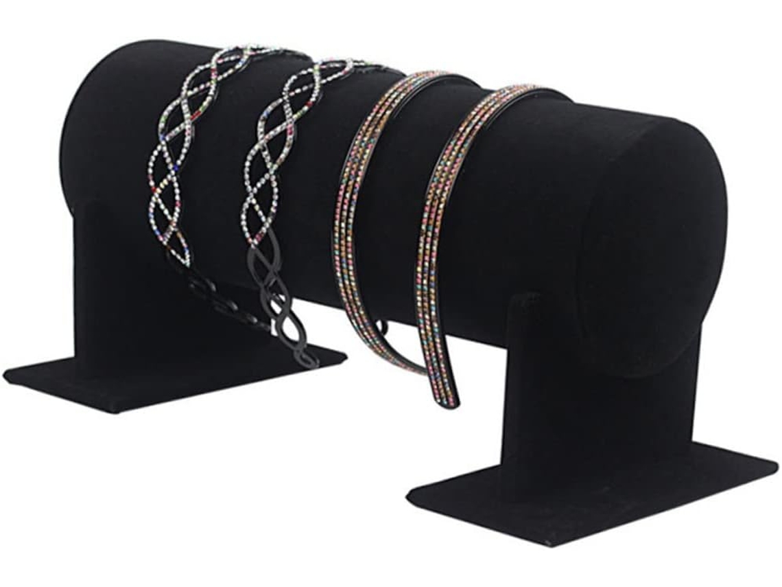 Suporte Preto Para Elásticos De Cabelo, 50 X 11 Cm De Diâmetro, Em Pvc...