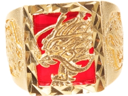 Anel Quadrado Com Dragão Chinês, Anéis Vintage Para Meninos, Anéis Dourados Com Fidget Spinner.