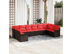 Vidaxl Conjunto De Sofá De Jardim 10 Unid. Castanho Vime Pe