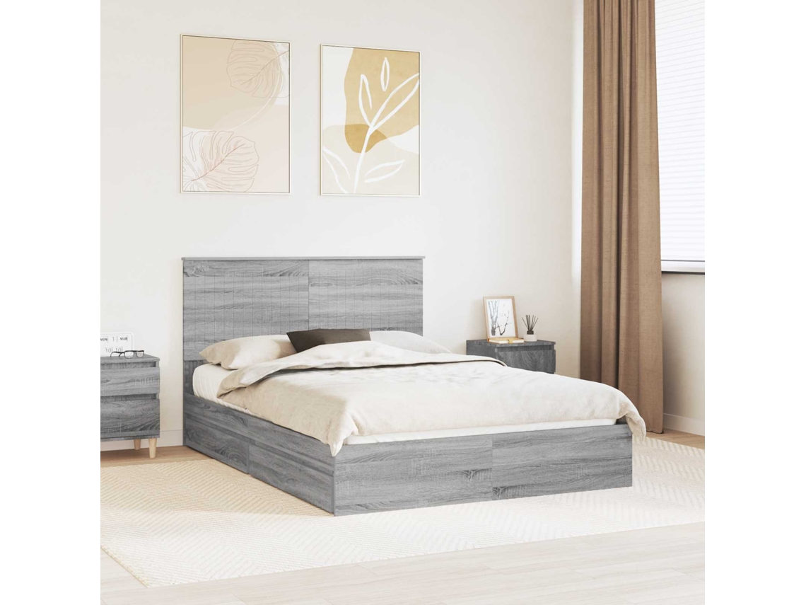 Vidaxl Cama Com Armazenamento Com Gaveta Cinza Sonoma 140 X 200 Cm