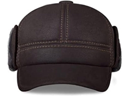 Boné de beisebol masculino de couro Véritable com orelhas cacheadas Fausse Fourrure Chaleur SFUSHOS