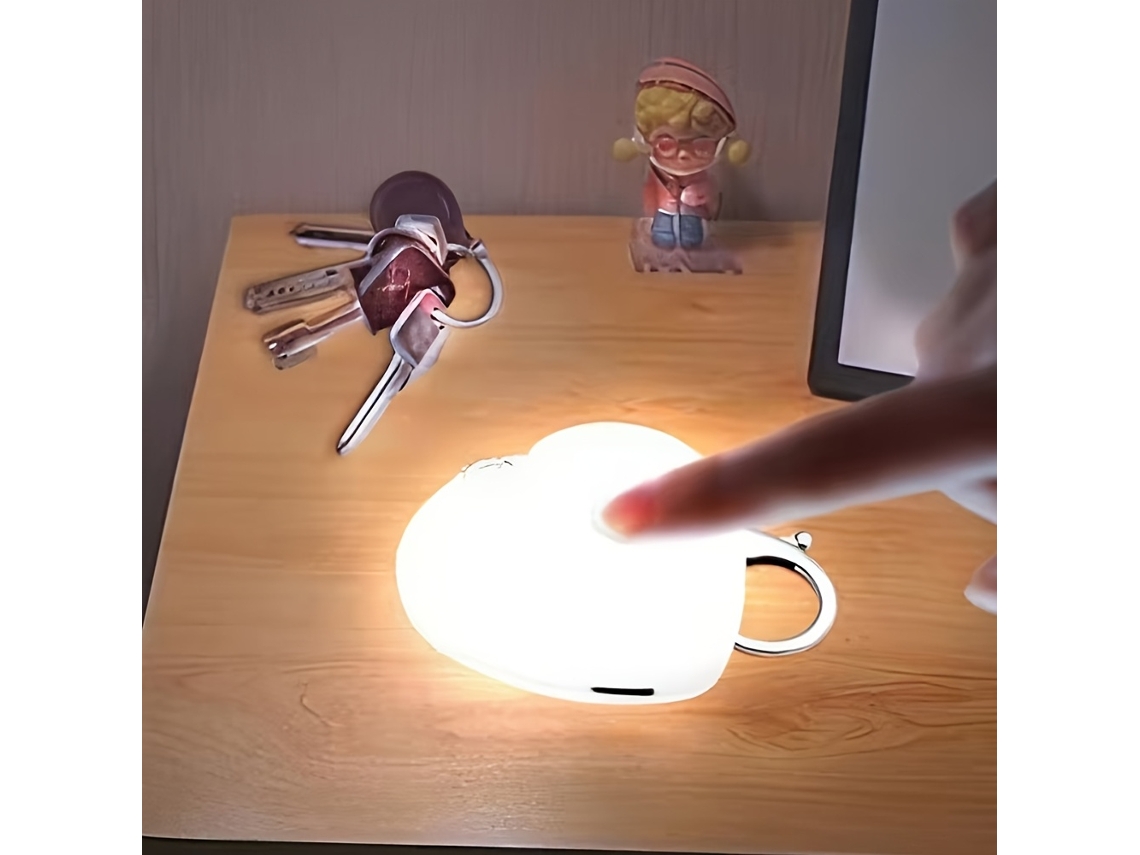 Mini Luminária Noturna em Formato de Coração Recarregável Via Usb com Sensor Automático, Lâmpada Led Portátil com Controle de Intensidade BRILVIBERA
