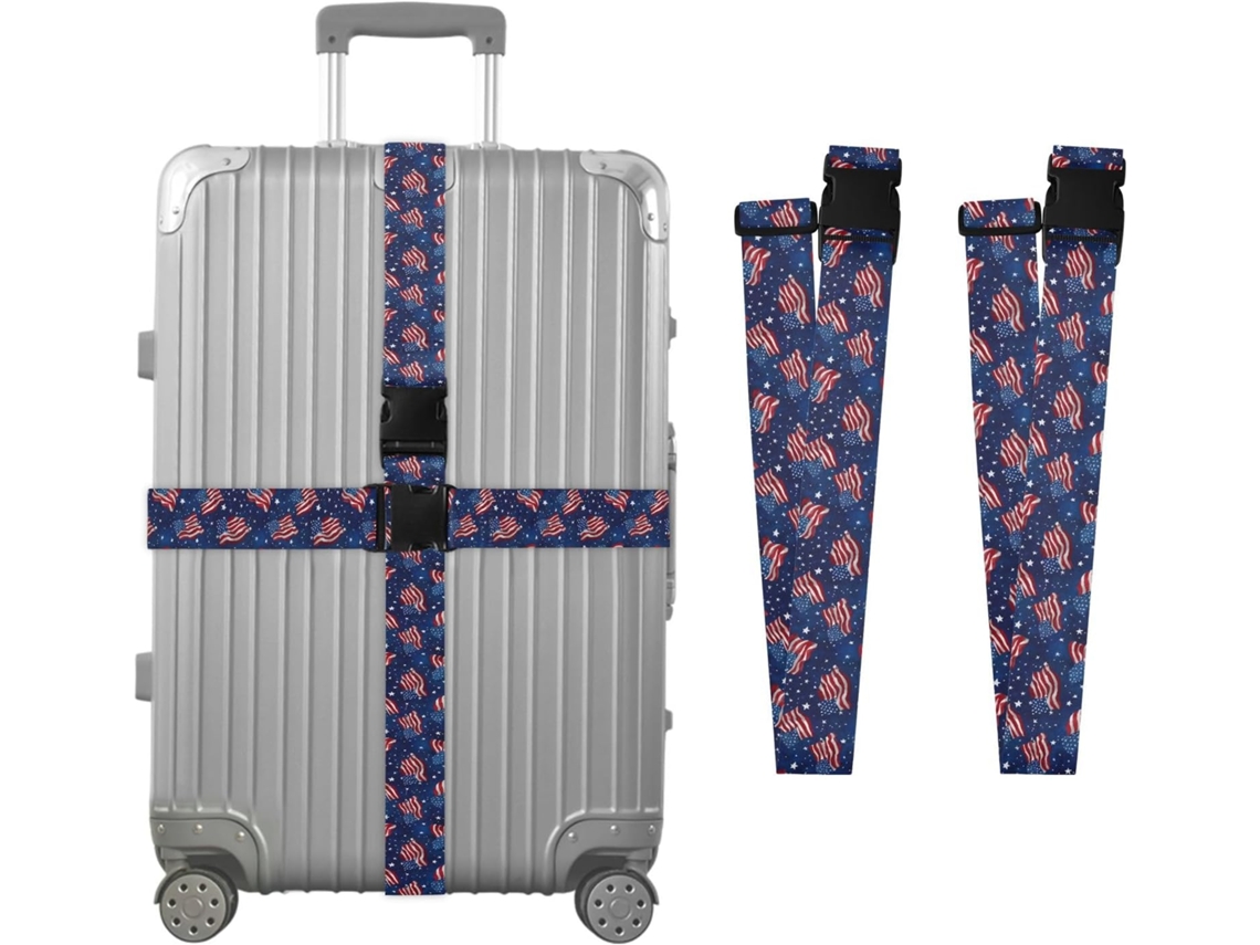Conjunto De 2 Cintas Para Bagagem Com Estampa Bandeira Nacional, Ideais Para Malas De Viagem, Acessórios Para Cintos