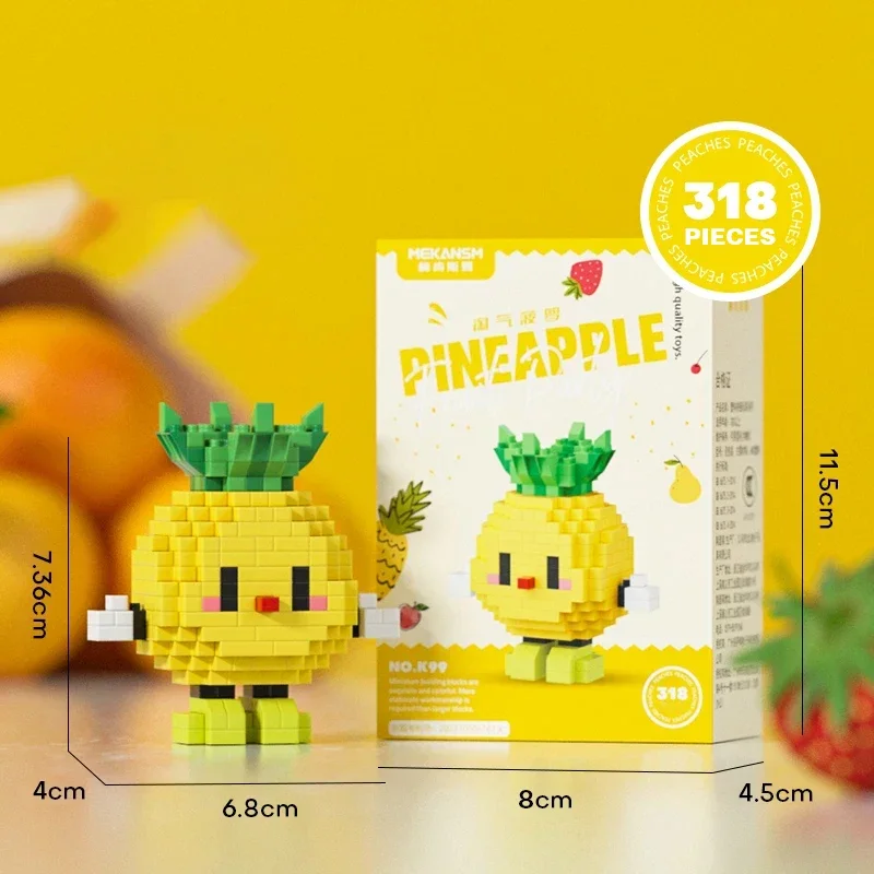 Blocos de Montar em Formato de Frutas, Mini Jogo de Quebra cabeça Faça Você Mesmo, Decoração para Casa MDUG