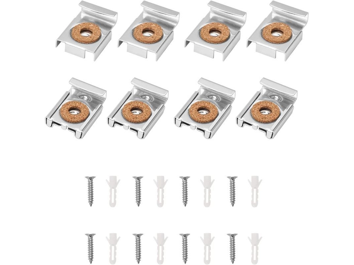 2026-kit De Montagem Para Espelhos Sem Moldura De Aço Inoxidável, 8 Peças Com Tampões E Parafusos (prata)