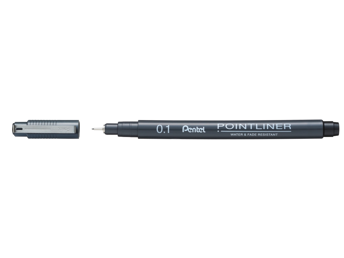 Caneta esferográfica preta PENTEL Pointliner 12 peças