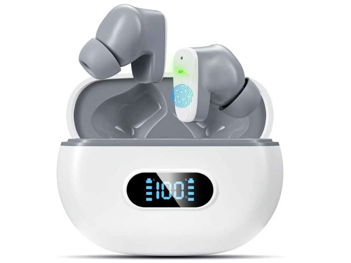 Fone De Ouvido Bluetooth Bestvite Ct05 Bluetooth 5.3 Com Caixa De Carregamento Display Digital Com Controle De Toque E Microfone Embutido Branco