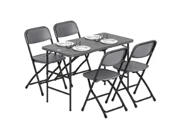 Conjunto de mesas e cadeiras de jardim com mesa ajustável de 55 a 74 Cm e 4 cadeiras dobráveis Cinza S/MARCA