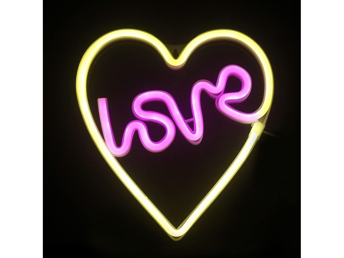 Luz De Neón Coração Led Rosa Amarelo Quente Presente Dia De São Valentim Aniversário Decoração De Casa