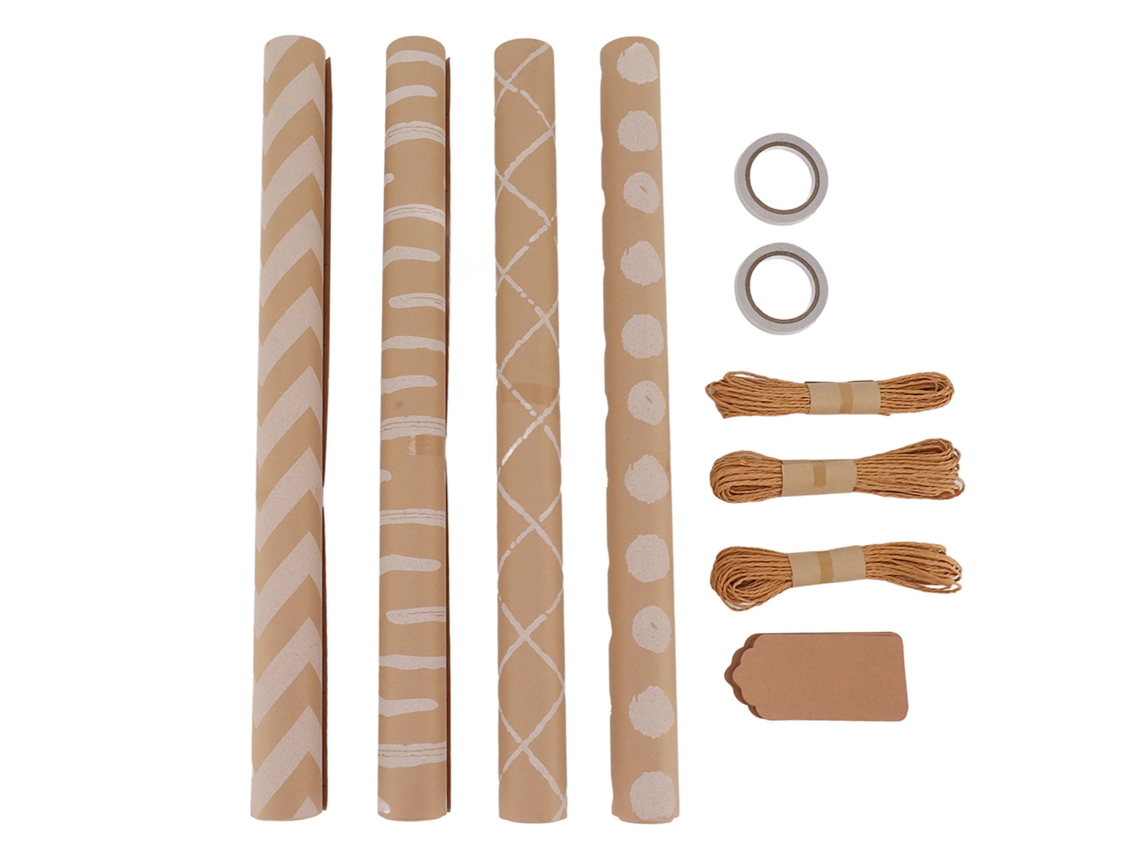 Papel Kraft Ecológico para Presentes com Etiquetas