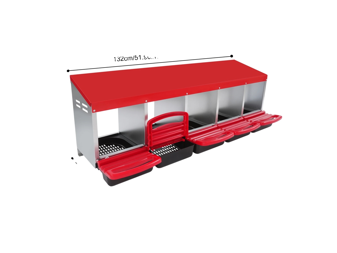 Caixa De Ninho Para Galinhas, Design De 5 Compartimentos, Construção Resistente Às Intempéries, Vermelho