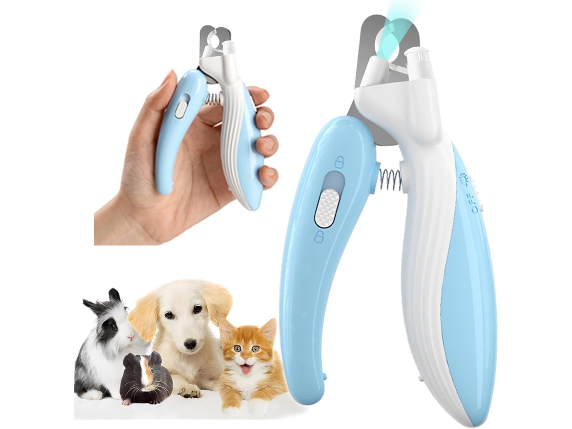 Cortador de unhas para animais de estimação com luz LED e lixa de unhas – uma ferramenta de higiene doméstica para cães e gatos.