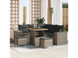 Vidaxl Conjunto De Sofá De Jardim 8 Unid. 7-número De Lugares Cinzeto