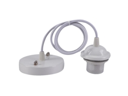 Omni lâmpada Pendente E27, Cabo Têxtil Ajustável de 100cm, Compatível com Abaixamento, Ideal para Cozinha, Branco