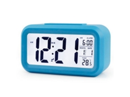 Despertador Digital Led Com Luz De Fundo, Soneca, Calendário Silencioso, Relógio De Mesa Eletrônico Azul SUNNY SPACES