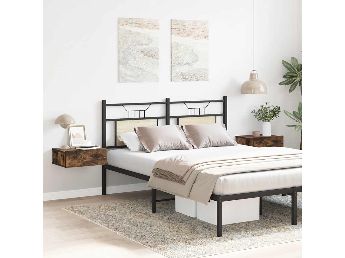 Conjunto de Mesas Cabeceira Suspensas 2pcs Cor Carvalho Fumado 40x30x15 cm MAISON EXCLUSIVE
