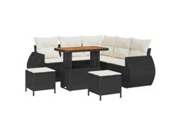 Maison Exclusive - Conjunto De Sofá De Jardim 8 Pcs Preto E Creme Vime Pe