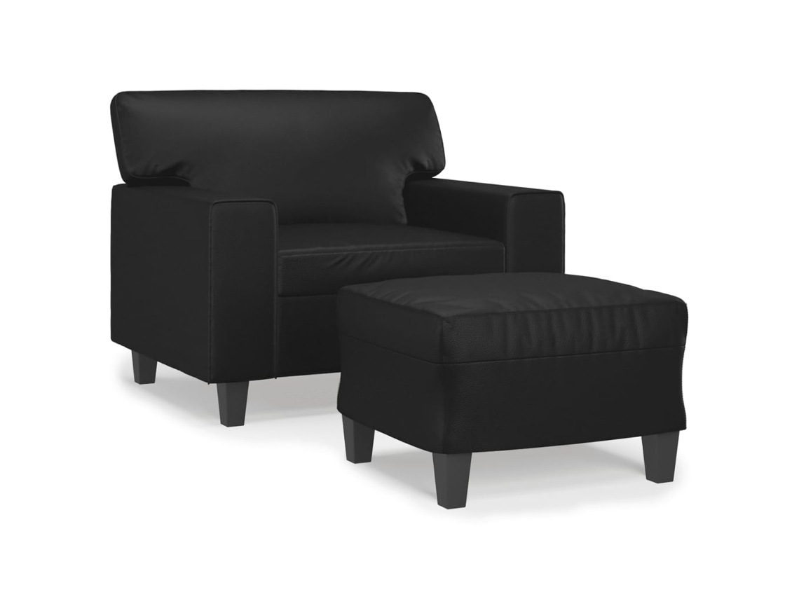 Sofa Chair With Footstool, Sofa Chairs With Footstools Vidaxl Preto Couro Artificial (n/a)