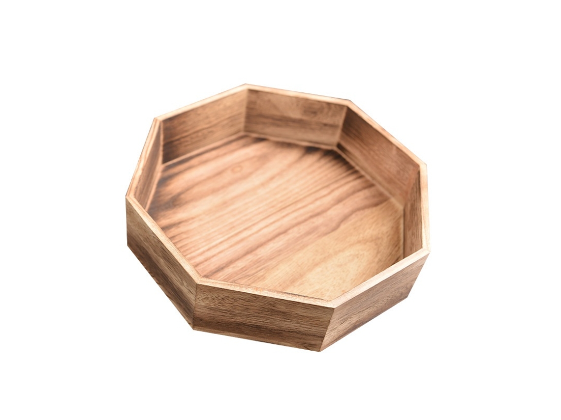Lurelia Bandeja Organizadora Hexagonal Madeira Maciça 20 Cm Para Chá, Café E Snacks