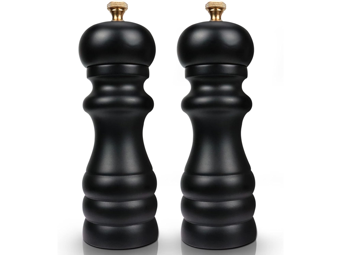 Juego De Molinillos De Sal Y Pimienta De Madera (negro)