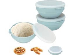 2 Caixas Para Bolas De Pizza Com Tampa - 16,7 * 16,7 * 7 Cm - Silicone Dobrável - Para Descanso De Massa